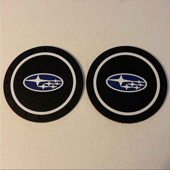 Subaru Car Cup Coasters in Black Set of 2 NWT - Picture 2 of 4